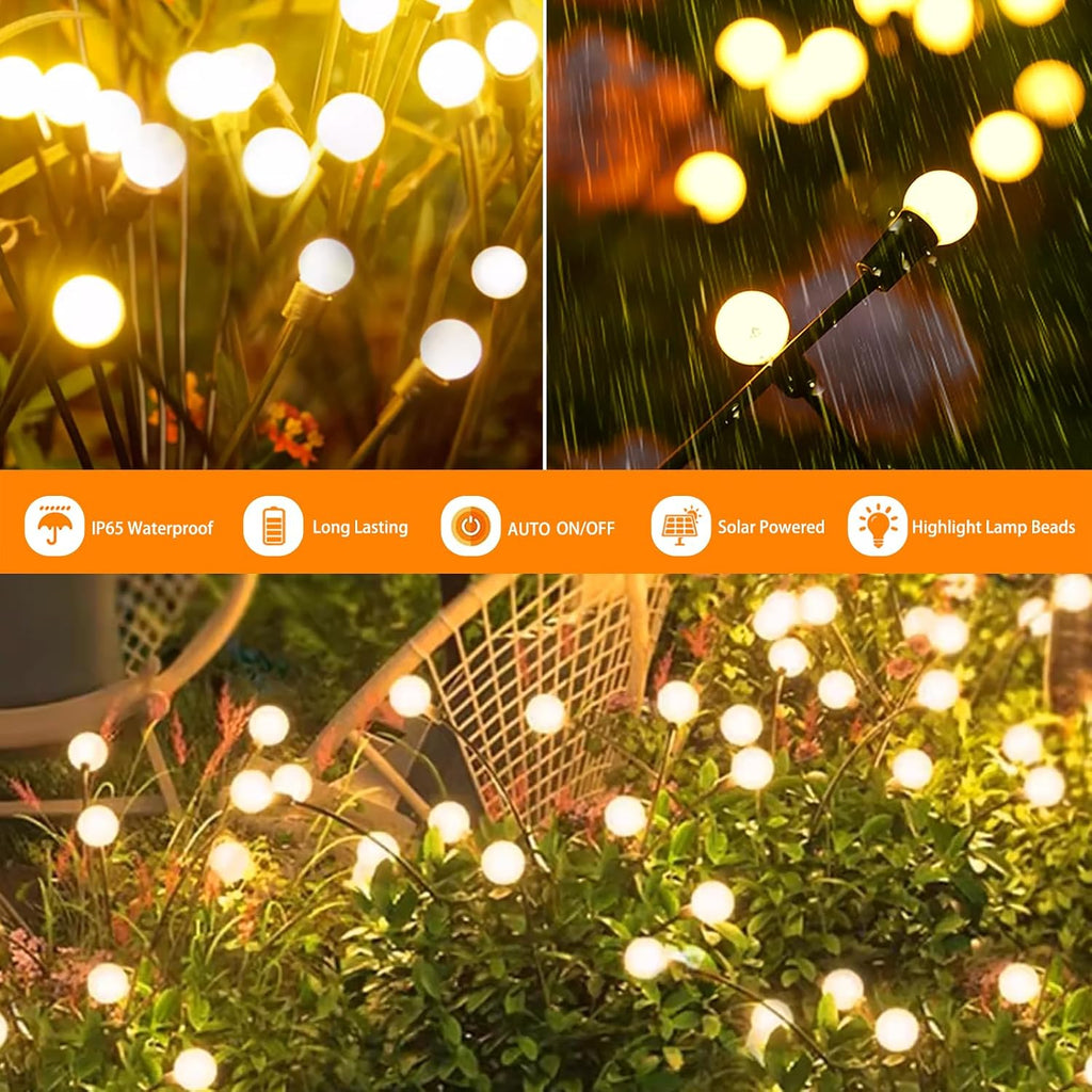 4 Packs Solar Garden Lights Outdoor Waterproof(32 Leds), Firefly Swaying Light for Yard Patio Pathway Lawn Decor, Unique Gardening Gifts for Holiday Christmas Decoration