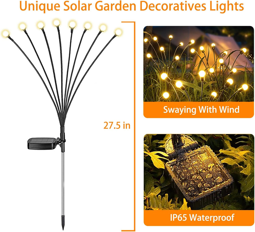 4 Packs Solar Garden Lights Outdoor Waterproof(32 Leds), Firefly Swaying Light for Yard Patio Pathway Lawn Decor, Unique Gardening Gifts for Holiday Christmas Decoration