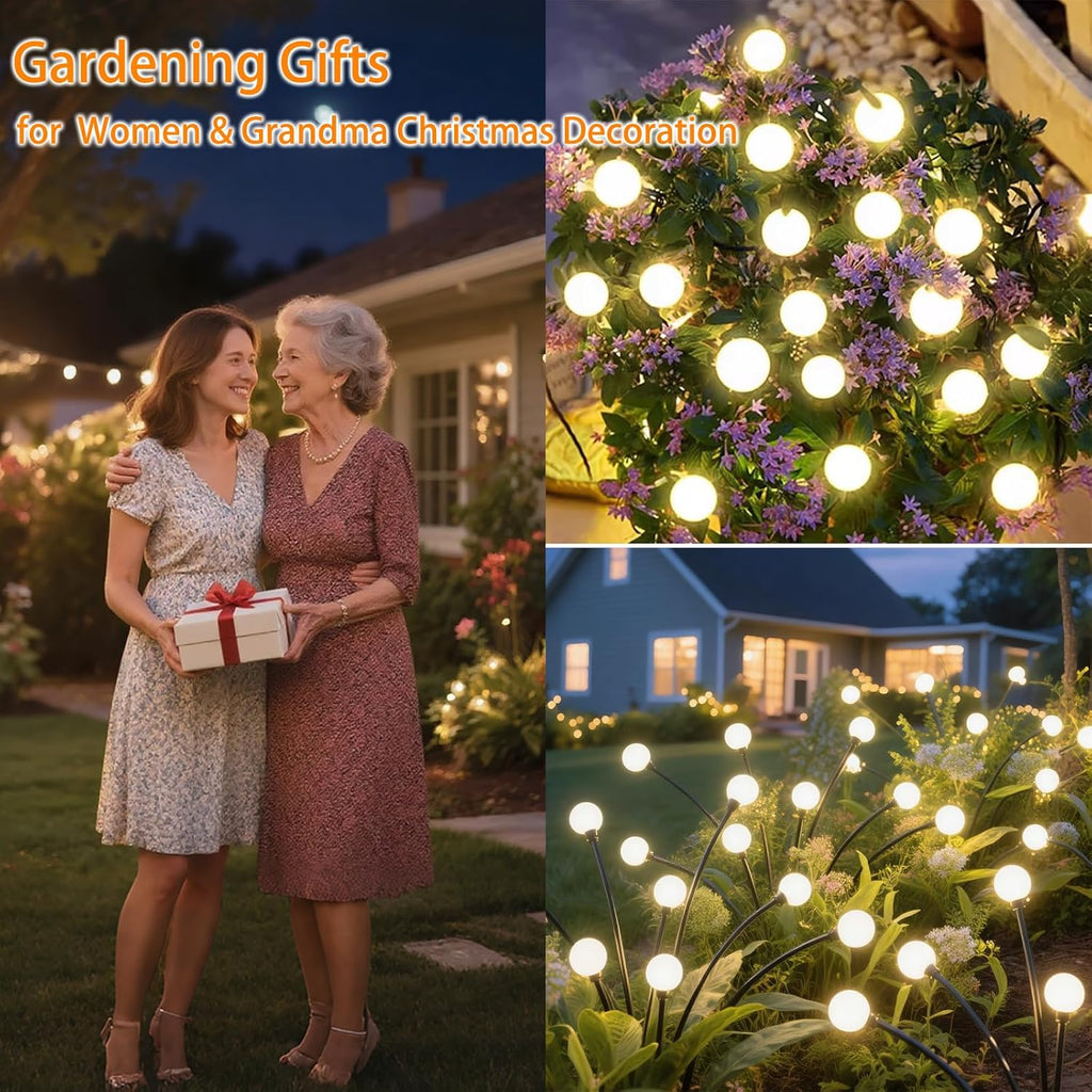4 Packs Solar Garden Lights Outdoor Waterproof(32 Leds), Firefly Swaying Light for Yard Patio Pathway Lawn Decor, Unique Gardening Gifts for Holiday Christmas Decoration
