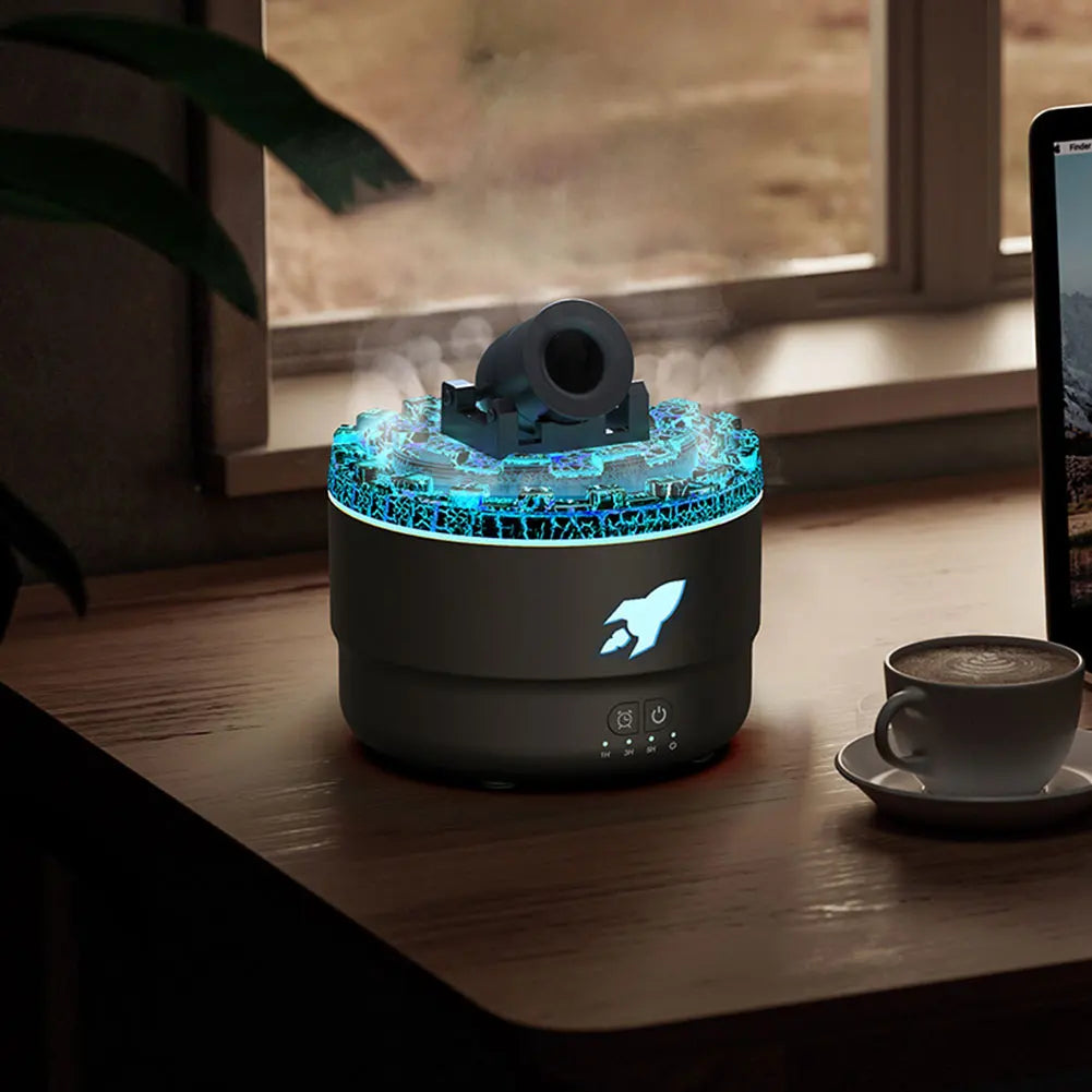 Volcanic Air Aroma Humidifier Essential Oil Diffuser Cannon Blast Aroma Humidifier Aromatherapy Diffusers with Colorful Lights