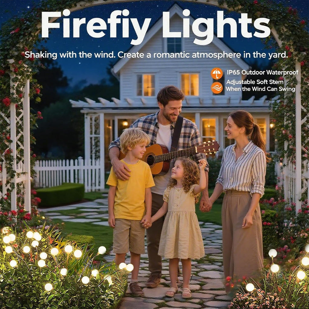 4 Packs Solar Garden Lights Outdoor Waterproof(32 Leds), Firefly Swaying Light for Yard Patio Pathway Lawn Decor, Unique Gardening Gifts for Holiday Christmas Decoration
