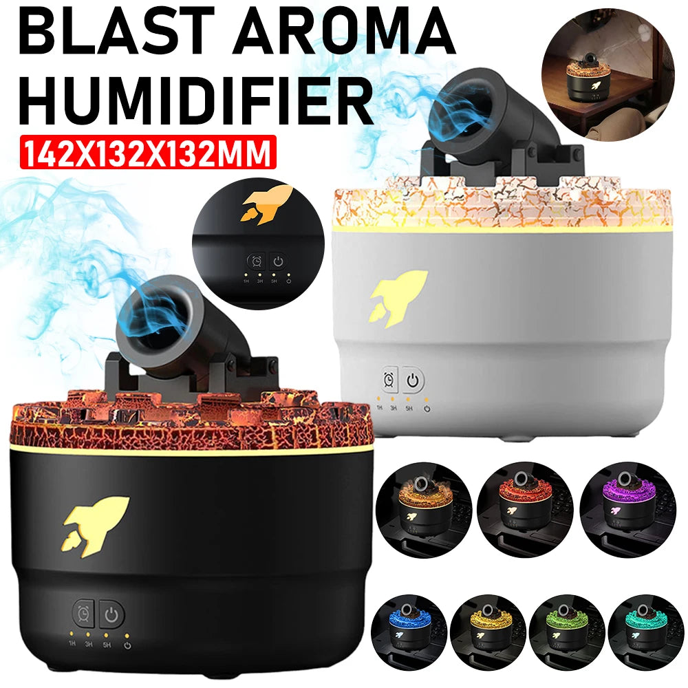 Volcanic Air Aroma Humidifier Essential Oil Diffuser Cannon Blast Aroma Humidifier Aromatherapy Diffusers with Colorful Lights