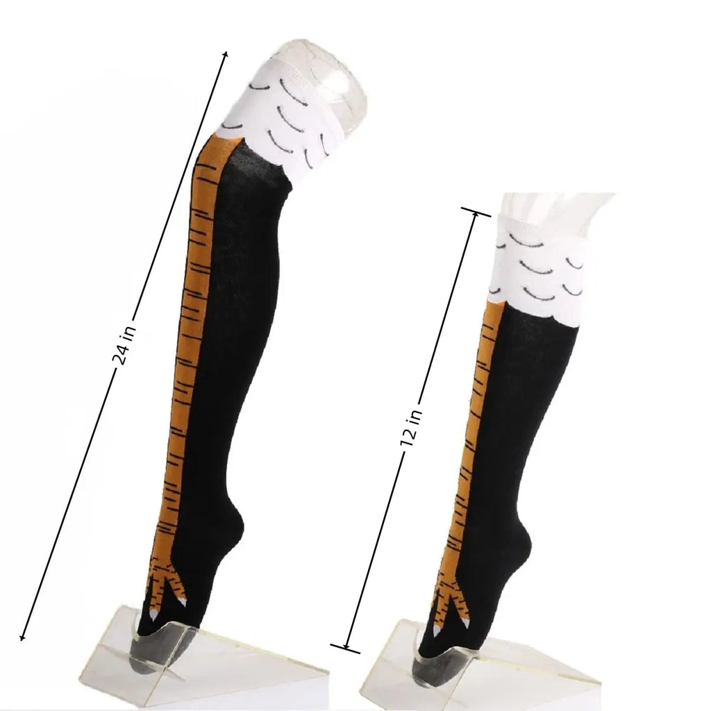 Charming Chicken Feet Print Thigh High Socks for Women - Fun & Quirky Over Knee Stockings