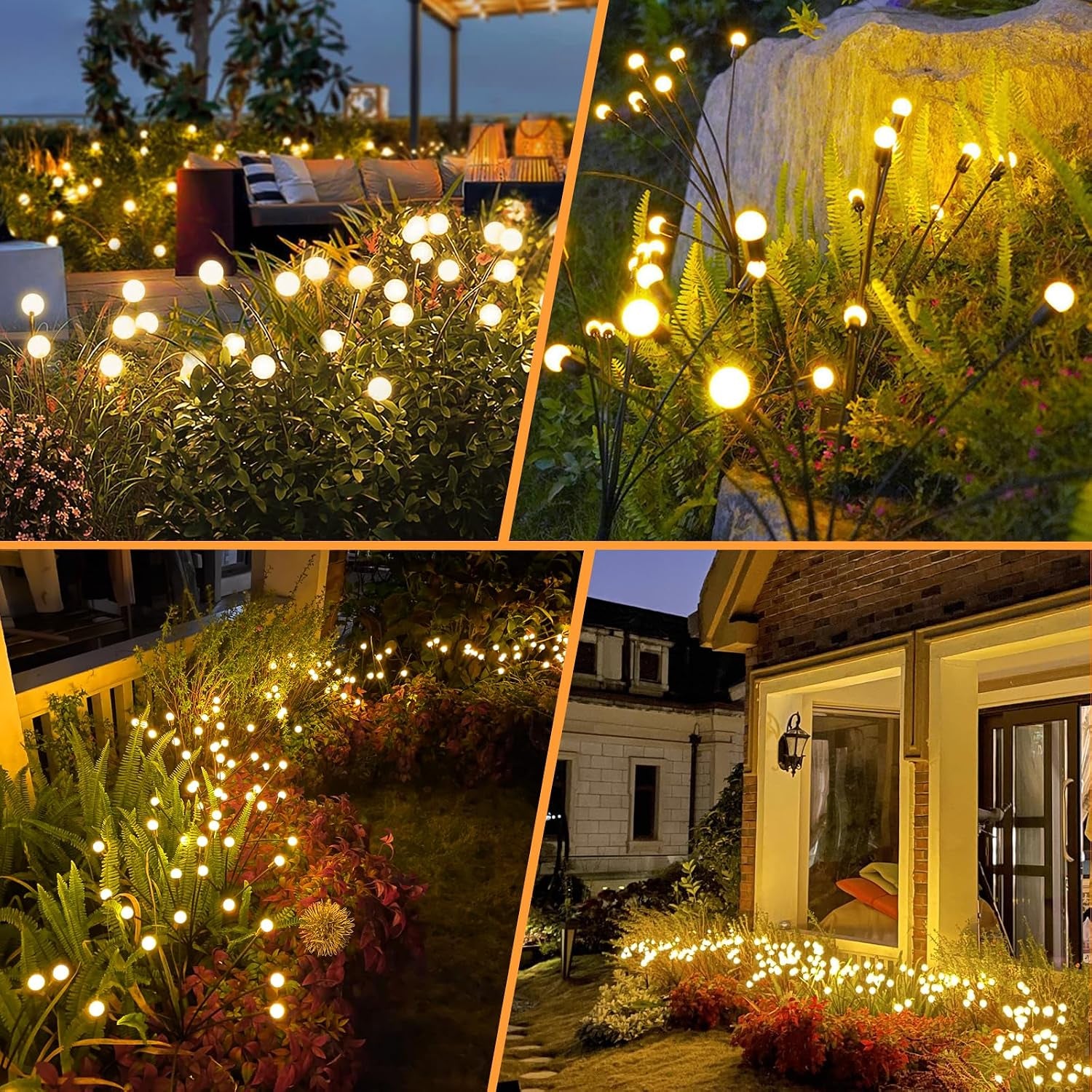 4 Packs Solar Garden Lights Outdoor Waterproof(32 Leds), Firefly Swaying Light for Yard Patio Pathway Lawn Decor, Unique Gardening Gifts for Holiday Christmas Decoration