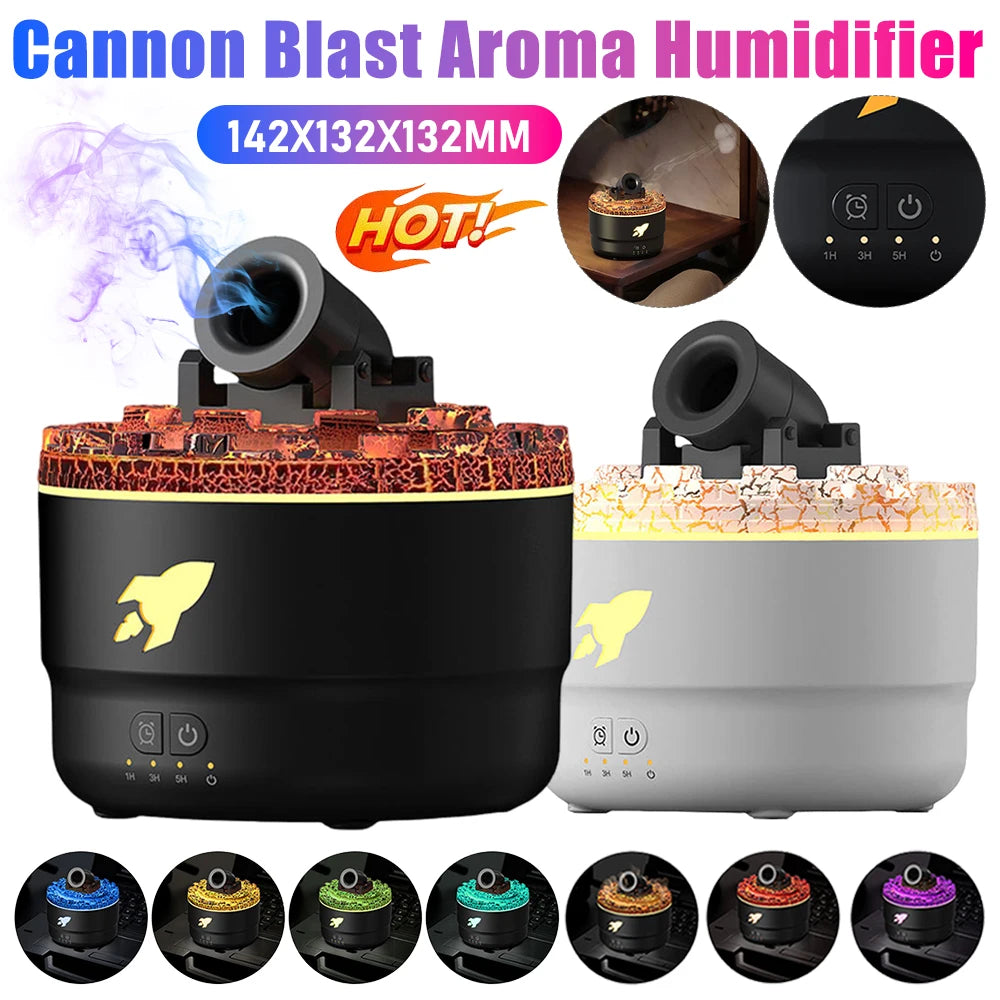 Volcanic Air Aroma Humidifier Essential Oil Diffuser Cannon Blast Aroma Humidifier Aromatherapy Diffusers with Colorful Lights